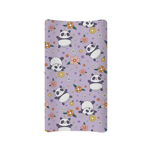 Panda Floral Changing Pad Covers Changing Table Cover for Baby Boys and Girls Soft Breathable Changing Pad Sheets Cover Soft Breathable Purple