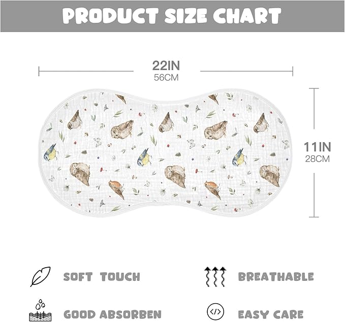 vvfelixl Burp Cloths Owl Sparrow Robin Birds for Baby Boy Girls Baby Washcloths Burp Rags 1 Pack White