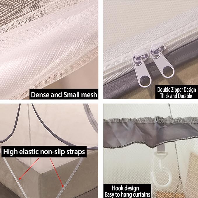 CMINGJ Mosquito Net for Bed, Portable pop up Mosquito Netting with Bottom, Free Installation-Suitable for Bedroom, Camping, Folding Portable Design for Baby Adults (Gray) L79 x W71 x H61