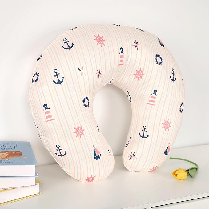 DILIMI Nursing Pillow Cover, Stretchy Removable Pillowcase for Breastfeeding Pillows, Ultra Soft Comfortable Slipcover for Baby Girl and Boy, Navigation Anchor