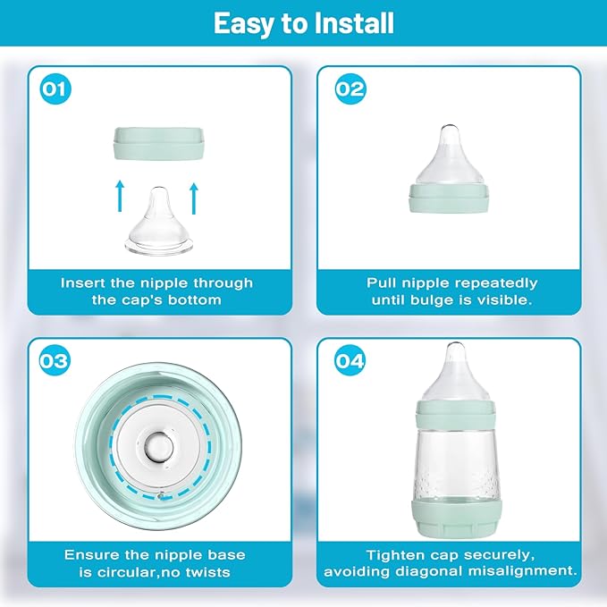 Silicone Bottle Nipples Compatible with MAM Bottles, Replacement Soft Nipple for Baby 1+ Months, Anti-Colic, BPA-Free, Slow Flow, Size S, 6-Pack