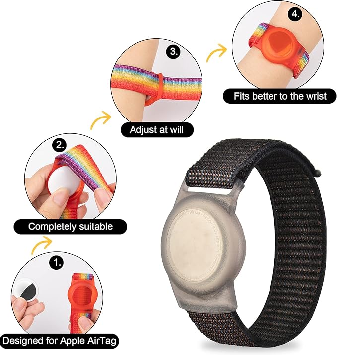 Bracelet for Kids, Protective Cover with Nylon Wristband, Anti Lost GPS Trackers Case Cover Elastic Watch Band for Toddlers Girls Boys Elders(Black)