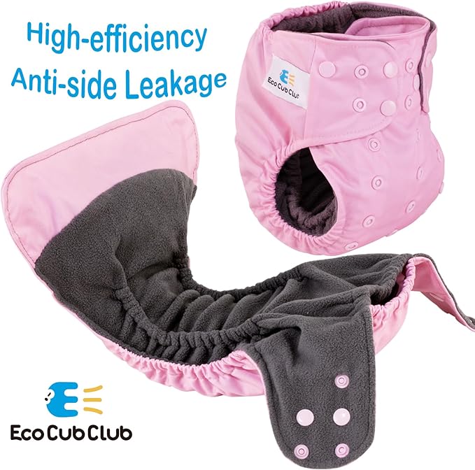 Reusable Washable Cloth Diapers 6pcs for Baby Shower,Leak-Proof Double Gussets Fleece Lining,12 Soft Fleece Inserts & 2 Wet Bags,Packed in Durable Travel Handbag&Key Chain-B-09-F
