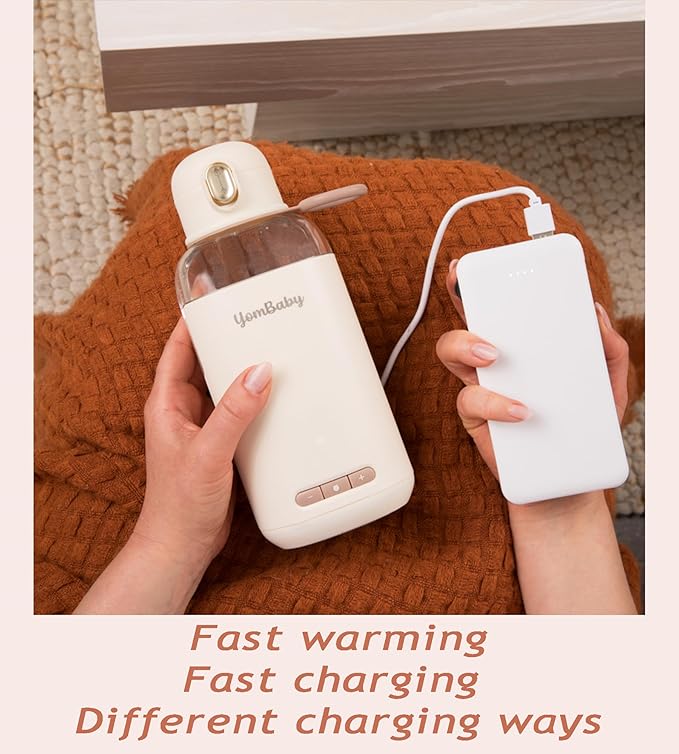 Portable Milk Warmer/Fast Charging, Long Battery Life, Wireless and Leak Proof/Instant Water, Milk or Breast Milk Warmer for Travel, Outdoor, Transportation, Parks-270ml