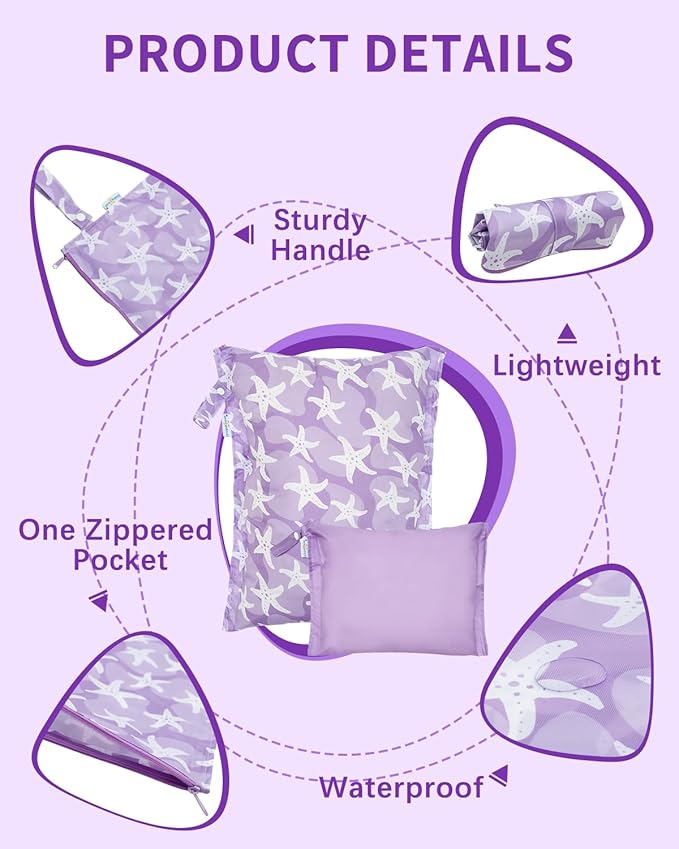 babygoal Wet Dry Bags 4 Pack, Waterproof Reusable Travel Bags for Swimsuits, Baby Cloth Diapers, Beach, Pool, Gym Bag & Wet Clothes