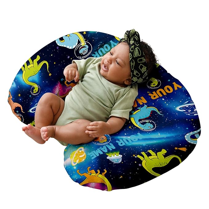 Dyoart Baby Nursing Pillow Cover-Personalized Gifts,Soft Snug Fits On Infant Boys Girls,Custom,Breathable,Feeding Position Support,Dinosaur(one Size)
