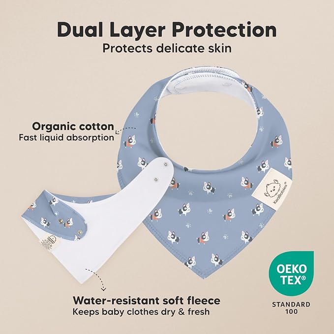 8-Pack Organic Baby Bandana Bibs for Boys, Girls - Super Absorbent Triangle Baby Bibs for Drooling and Teething Infant, Dog Bandanas, 100% Cotton Extra Soft, Newborn, Infant 0-36 Months (Pets & Paws)