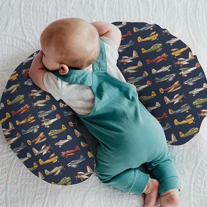 Airplanes Vintage Models Aircraft Nursing Pillow Covers for Boy Girl Antiqued Planes Nursing Pillow Slipcovers for Breastfeeding Pillows Retro Planes Soft Stretchy Removable Covers for Newborn Infant