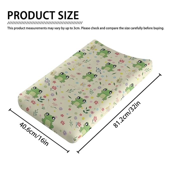 Frog Floral Changing Pad Cover for Baby Girls Diaper Change Table Covers, Soft Stretchy Infant Newborn Changing Mat Sheet