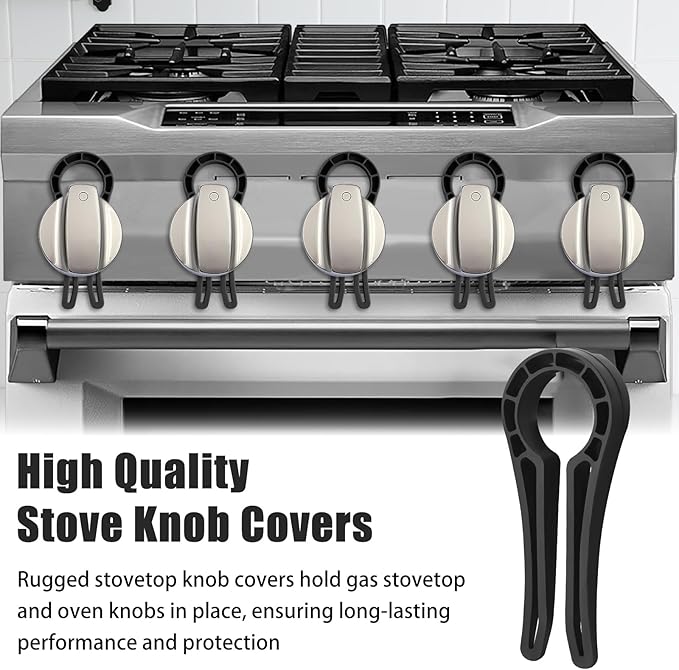 Stove Knob Safety Locks – Gas Stove Oven Knob Safety Covers –Child and Pets Proofing Locks (5 Pack) Black
