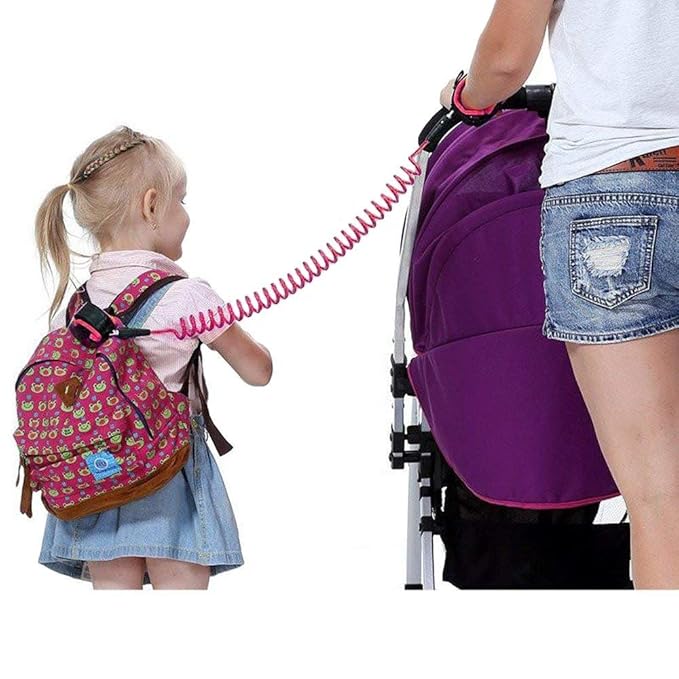 Anti Lost Safety Wrist Link Child Safety Harness Strap Rope Leash Walking Hand Belt Band Wristband(1.5m Pink)