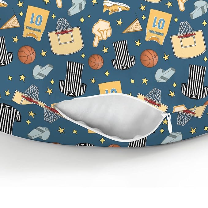 Basketballs Baby Nursing Pillow Covers for Boy Girl Basketballs Fan Stars Suits Nursery Pillowcase for Breastfeeding Pillows Outdoor Sports Lovers Gift Soft Stretchy Slipcover for Newborn Infant