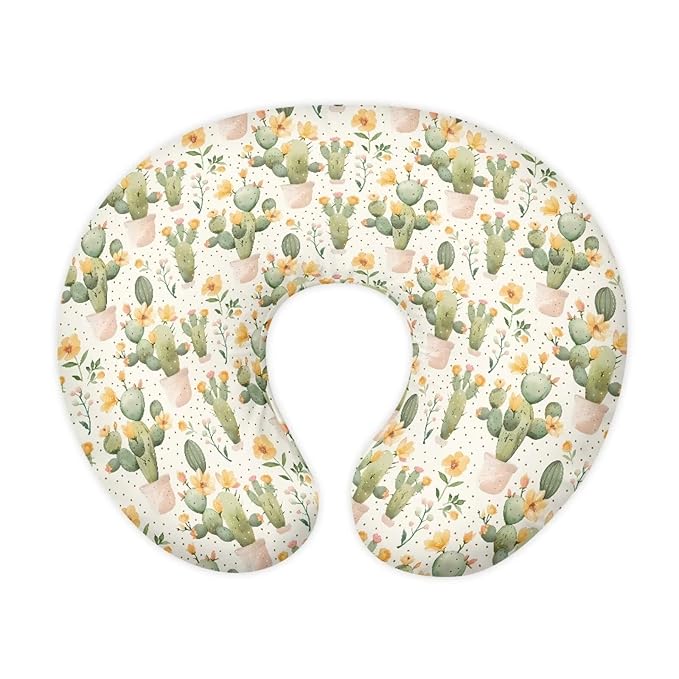 Cactus Nursing Pillow Cover Mushrooms Stretchy Removable Cover for Breastfeeding Pillows Cactus Soft Comfortable Slipcover Snug Fits On Infant Nursing Pillow