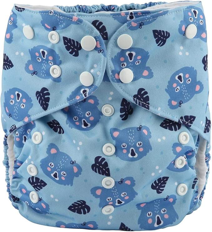 2 to 7 Years Old Cloth Diaper Nappy Pocket Reusable Washable Junior Big Baby Kids Toddler (Bears Blue)