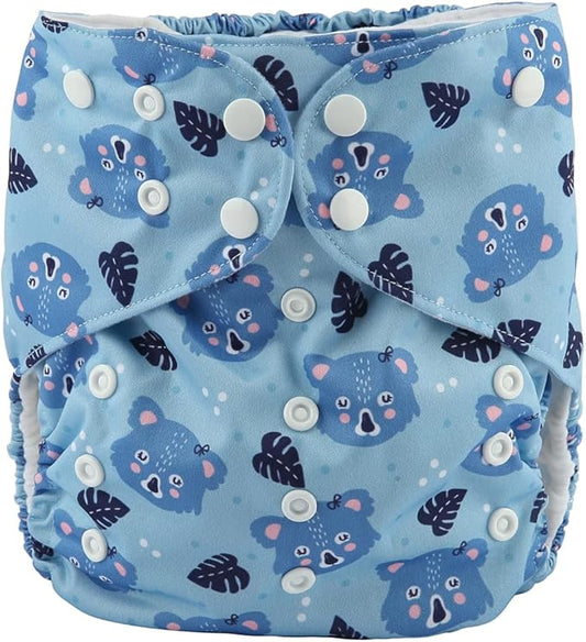2 to 7 Years Old Cloth Diaper Nappy Pocket Reusable Washable Junior Big Baby Kids Toddler (Bears Blue)