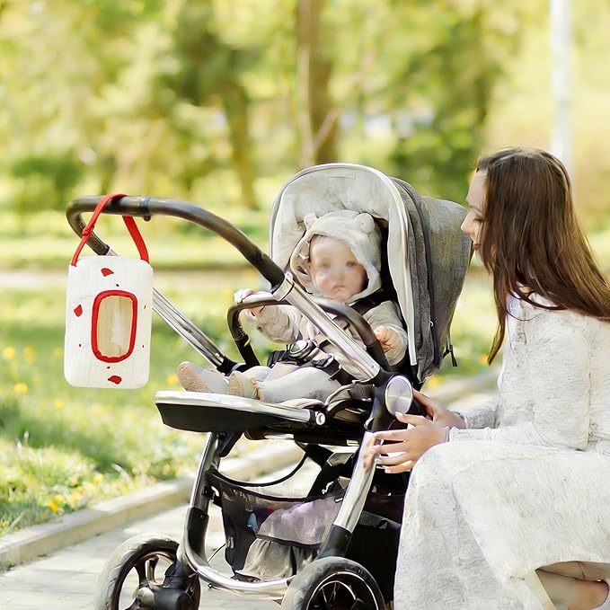 Quilted Baby Wipe Holder Floral Diaper Pouch Portable Quilted Wipes Bag for Car, Stroller