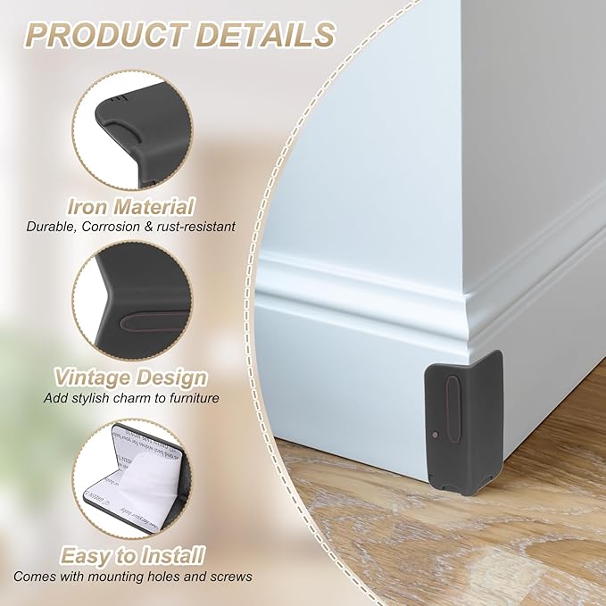 uxcell 6 Pcs 4 Inch Baseboard Corner Protector Guards, Furniture Corner Cover Proof Bumpers for Kitchen Bedroom Wall Countertop Table, Black