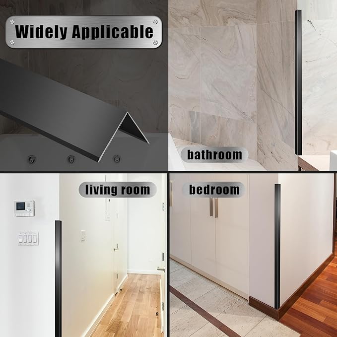 Aluminum Alloy Black Corner Guards 6PCS Thickness Wall Corner Protectors for Walls Right Angle Corner Protectors Guards L Shaped Metal Protectors 90° Angle, Corner Guards 21Ga (1.6x1.6X48.0 Inch)