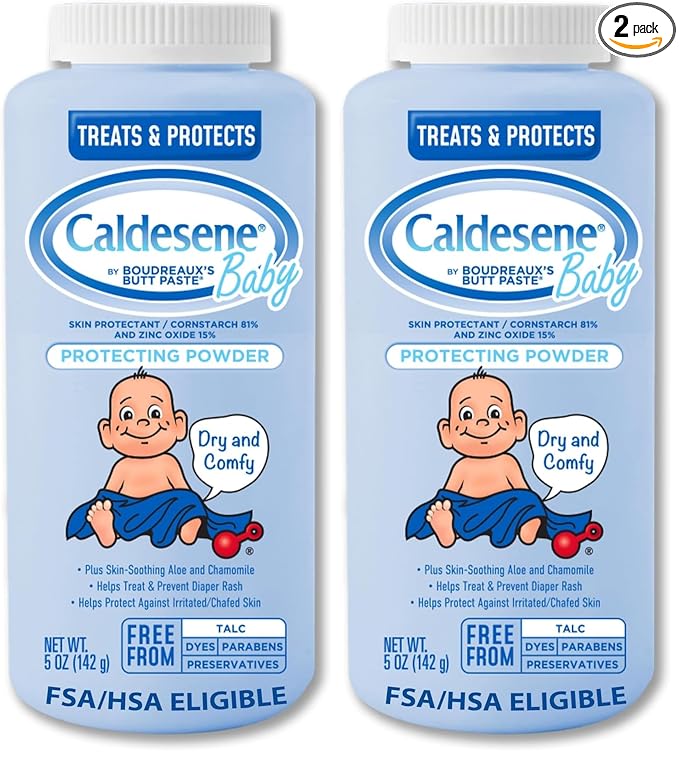Caldesene Baby Cornstarch Powder with Zinc Oxide, 5 oz (Pack of 2)