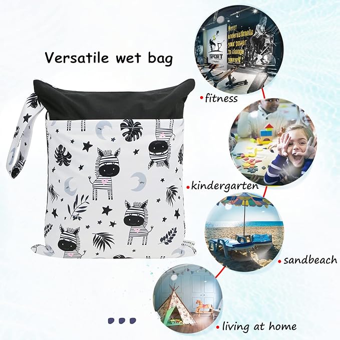 Grab and Go Waterproof Washable Reusable Diaper Wet Dry Cloth Diaper Bags, Winter overture