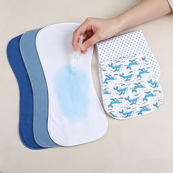 Baby Burp Cloths, Soft Absorbent Towel, Unisex, Easy to Use, 5 Pack (Multi-te)