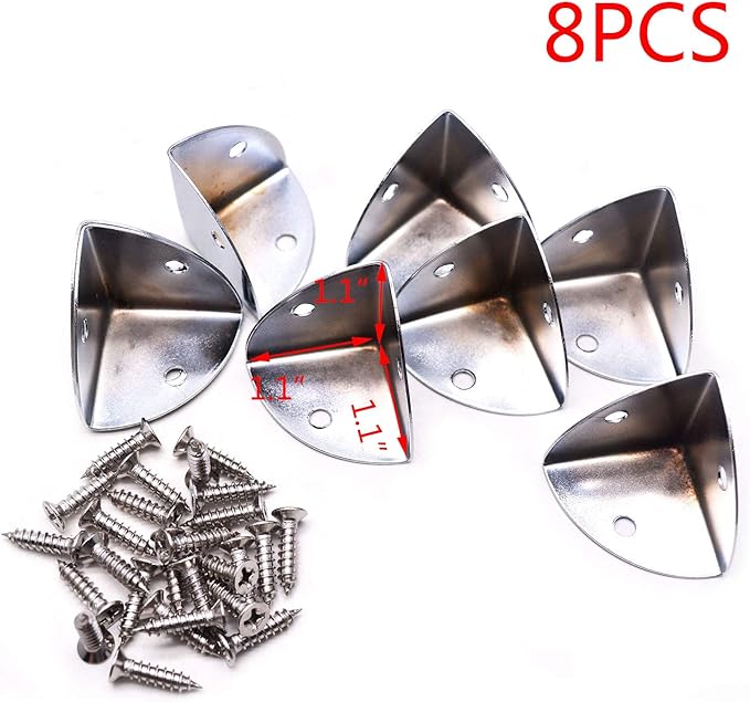 T Tulead Corner Protectors Silver Corner Cabinet Protector Iron Box Corner Guard Case Edge Protectors Shelf Corner Protector 1.1"x1.1"x1.1" - Pack of 8 with Screws