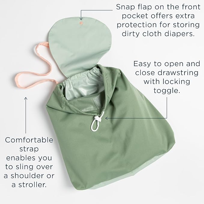 Esembly Day Bag – Reusable Wet and Dry Bag Made From Recycled Fabric With Dual Waterproof Compartments for Cloth Diapers, Swimsuits, Toiletries, and Snacks - Fantastic Fungi