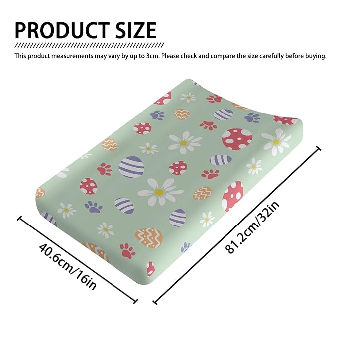 Easter Egg Daisy Boy Girl Baby Changing Pad Cover Infant Newborn Changing Table Cover Soft Diaper Table Change Mat Sheet Cover Green Easter Day