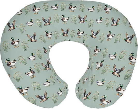 Green Mallard Ducks Baby Nursing Pillow Covers for Boy Girl Duck Hunting Season Nursery Feeding Pillowcase for Breastfeeding Pillows Lake Wild Ducks Hunter Soft Stretchy Slipcovers for Newborn Infant