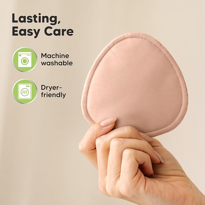 Organic Nursing Pads - 14 Washable Breast Pads for Breastfeeding, Wash Bag, Reusable Nipple Covers for Breastfeeding Essentials, Soft & Absorbent (Neutrals, M 3.9")