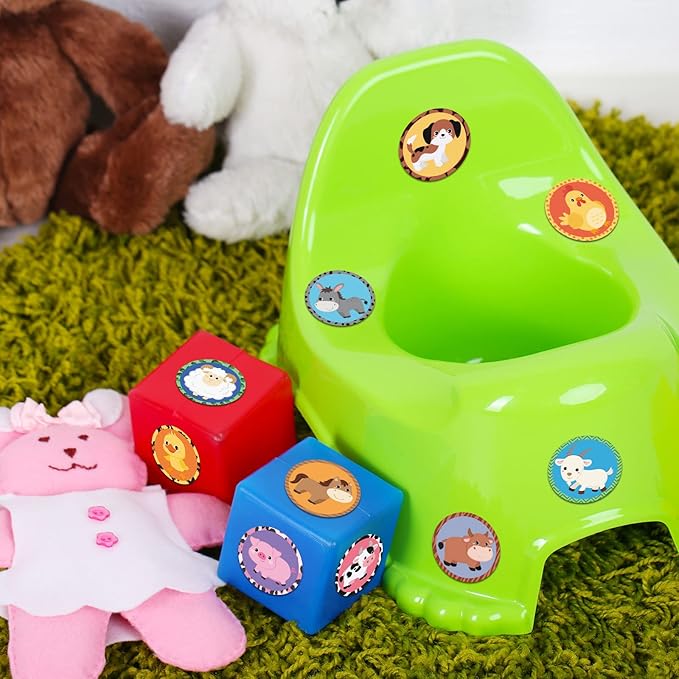 Funrous 20 Pcs Farm Animal Potty Training Stickers Dinosaur Truck Toddler Pee Training Toilet Color Changing Sticker Targets for Boys Girls Kids Toilet Reusable Pee Aim Target(Farm Animal)