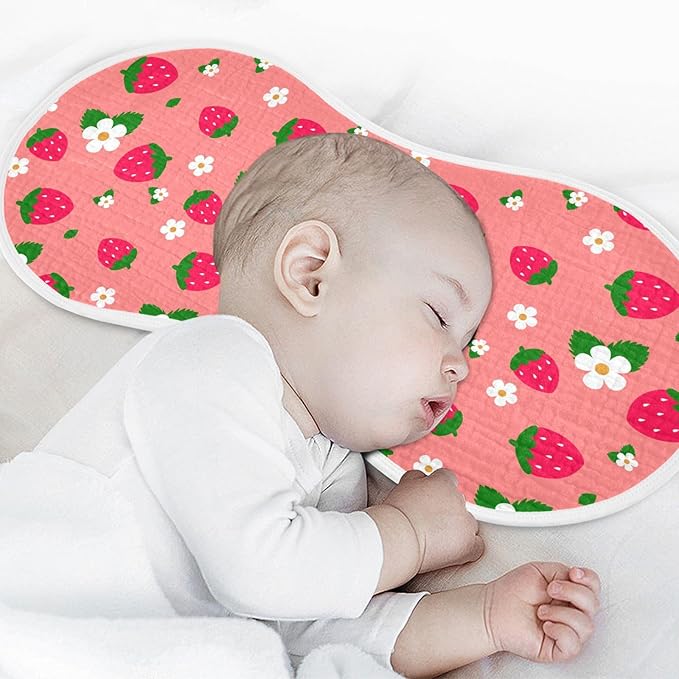 Muslin Burp Cloths for Baby Boys and Girls - 1-Pack Ultra Absorbent Strawberry Muslin Washcloths, Newborn Towel, Milk Spit Up Rags, Burp Cloth Bib for Unisex, 22 x 11 Inch