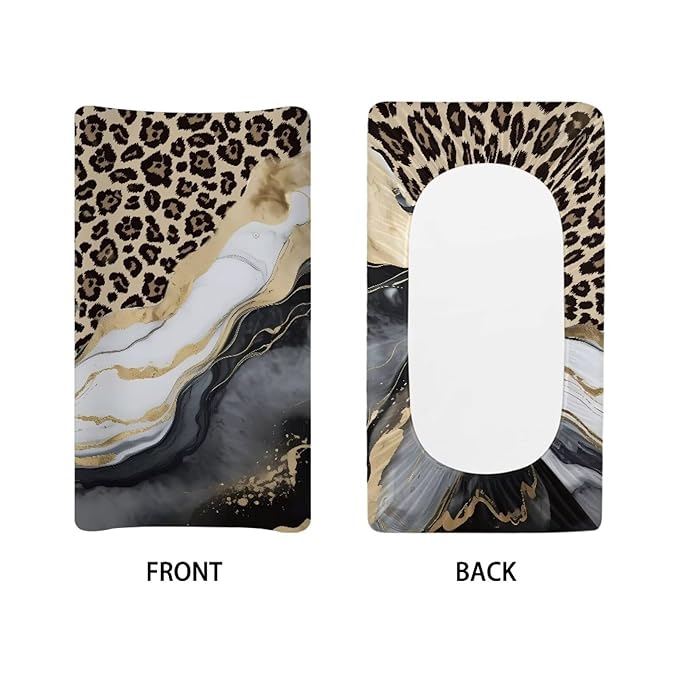 ZDCUSTOM Changing Pad Cover Diaper Changing Pad Cover Soft Breathable Diaper Changing Table Cover Comfy Cozy Cradle Sheets 32"x16" Grey Marble Leopard