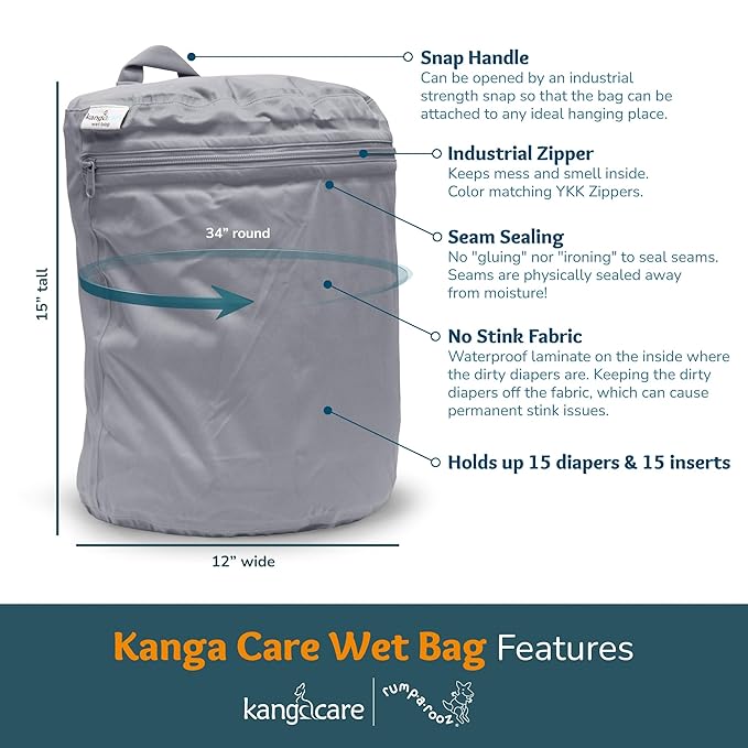 Kanga Care Wet Bag Seam Sealed Waterproof 3D Dimensional for Baby Cloth Diapers, Travel, Beach, Pool, Gym, Swim | Stargazing