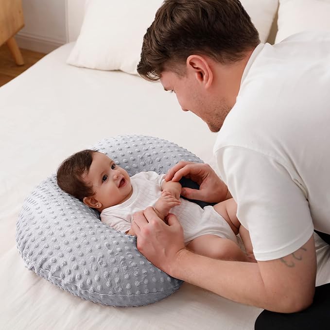 Nursing Pillow Cover, Breastfeeding Pillow Slipcover Snugly Fits for Nursing Pillow for Baby Boys and Girls, Premium Quality Microfiber, Ultra Soft Comfortable (Gray)