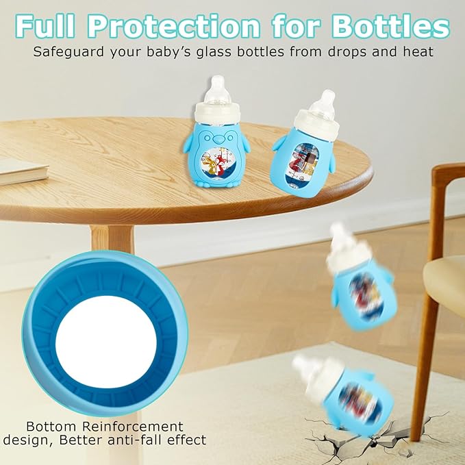 3 Pack Silicone Sleeves for Mam Baby Bottles 6oz,Anti Breakage Baby Bottle Holder Compatible with MAM Glass Baby Bottle.