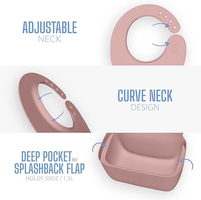 RideBib Silicone Vomit Bib with Extra-Deep Pocket for Motion Sickness Relief During Travel. Patent Pending