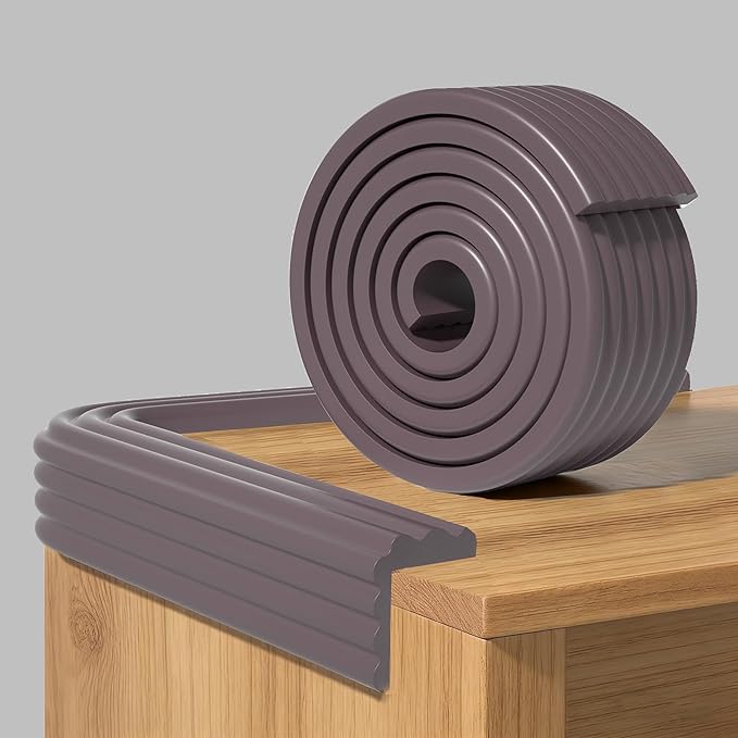6.5ft Baby Edge Corner Protector, Extra Thick Soft Foam Padding with Strong Adhesive Double Sided Tape, Safety Guards for Sharp Edges of Tables, Desks, Beds, Cabinets Fireplace for Home/Nursery(Brown)