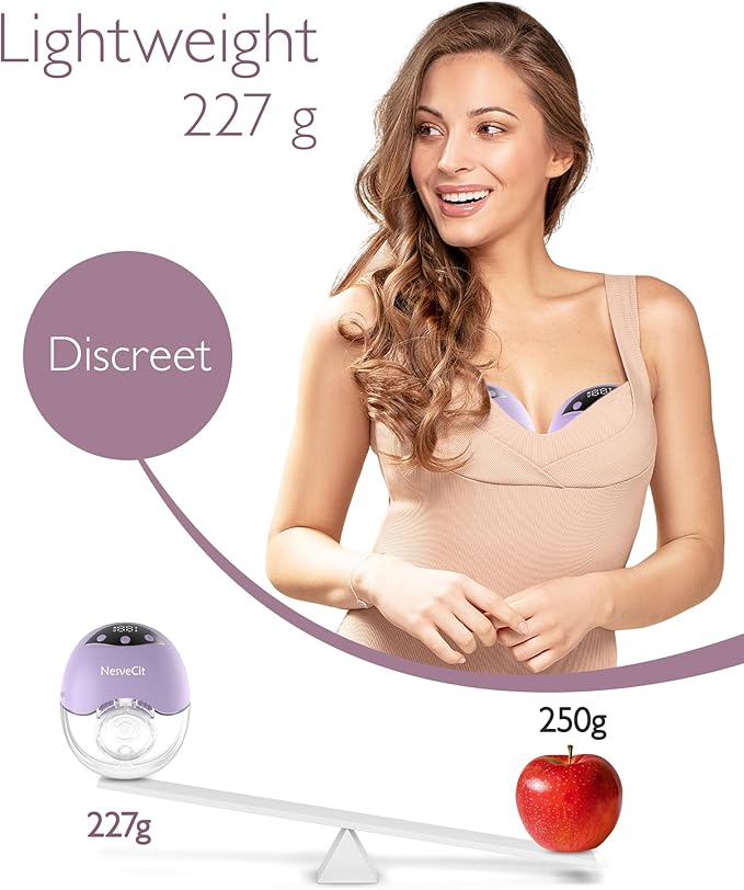 Wearable Breast Pump Hands Free, 4 Modes & 12 Suction Levels, Painless 300mmHg Suction Portable Electric Pump, Adjustable Flanges 19/21/24mm for Working Moms & On-The-Go Pumping, 2 Pack Purple