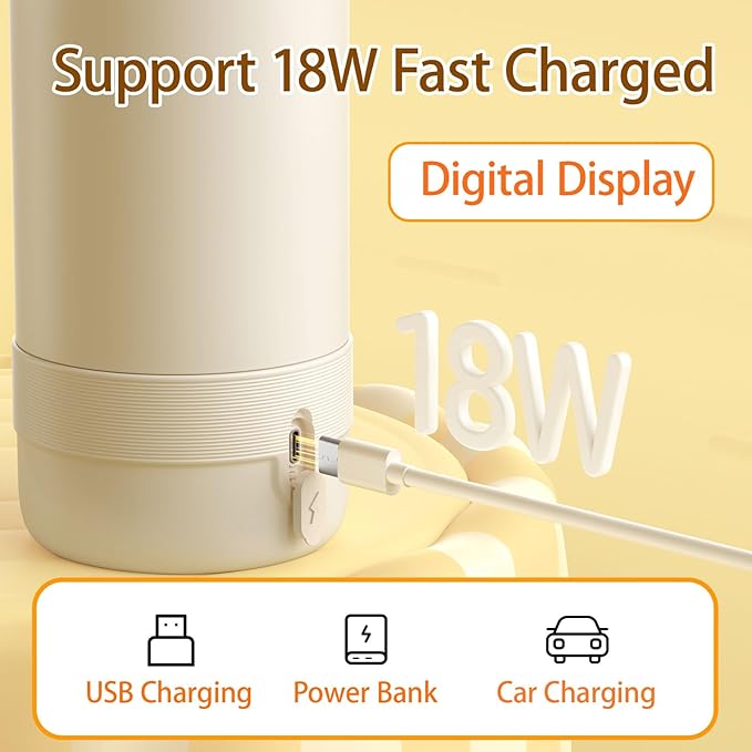 XEAMUN Portable Fast Heating Baby Milk Warmer for Travel,Baby Breastmilk & Water Warmer,Rechargeable 14000mAh Battery,Portable Bottle Warmer with 17 Ounces Capacity,Baby Feeding Water Warmer On the Go