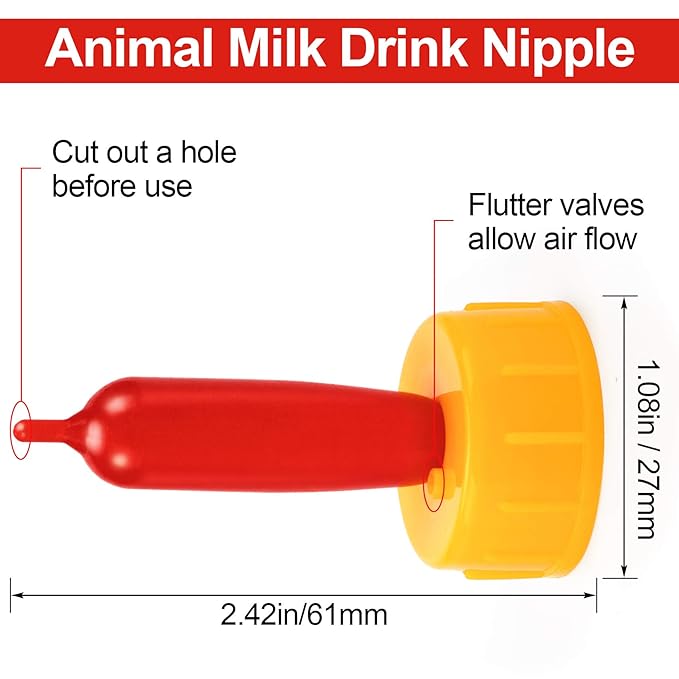 PAGOW 20PCS Nipple for Goats, Small Animal Milk Drink Nipples, Soft Rubber Pacifier for Nursing Lambs and Goat Kids