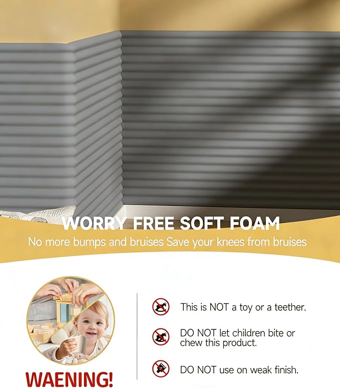 11.8''W Extra-Wide Edge Protector, 6.56FT 0.79''Th Baby Proofing Corner Guards, Safety Furniture Bumper, Pre-Taped, Thick Soft Rubber Foam Padding for Fireplace Table Stair Cabinet (Grey)