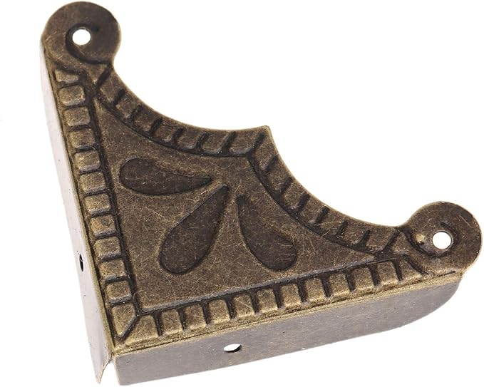 dophee Antique Bronze Box Corner Covers, Decorative Corner Protectors Guards Edge Guards for Jewelry Box Chest Table Desk Photo Frame Panal, 1.53"x1.53"x1.97"(12-Pack)
