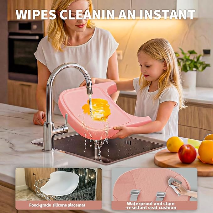 Portable High Chairs for Babies and Toddlers, Convertible Baby Feeding Chair with Tray, Easy Clean High Chair for Toddler with Foot Rest, Infant Highchairs & Booster Seats with Cushion Pink