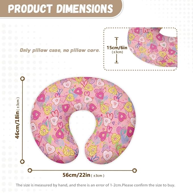 Love Donuts Nursing Pillow Cover, Premium Quality Soft Breast Feeding Pillow Covers Great for Breastfeeding Moms