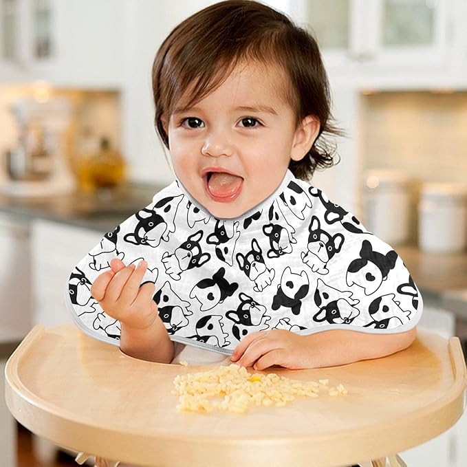 vvfelixl Baby Burp Cloths Dog French Bulldog Puppy Doodle Baby Newborn Cotton Burping Cloths Set Baby Washcloths 4 Pack