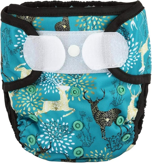 Baby Cloth Diaper Cover Nappy Hook and Loop Double Gusset 6.6lbs to 33lbs (Regal Deers) One Size