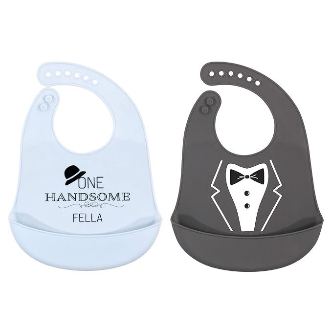 Hudson Baby Unisex Baby Silicone Bibs, One Handsome Fella, One Size