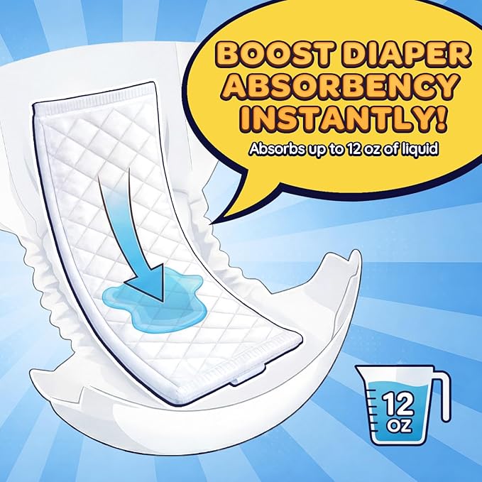 Eli with Love Baby Diaper Booster Pads - 30 Pads - Overnight Leak Protection - Absorbent Diaper Inserts for Extra Dryness, Liners for Babies & Toddlers, Fits All Diapers, Reduce Night Changes - 1 Pack