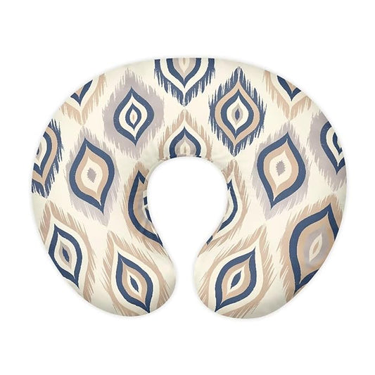 Ikat Rhombus Newborn U-Shaped Breastfeeding Pillowcase, Ethnic Geometric Nursing Pillow Covers for Breastfeeding Moms, Tribal Style Soft Stretchy Feeding Pillow Case